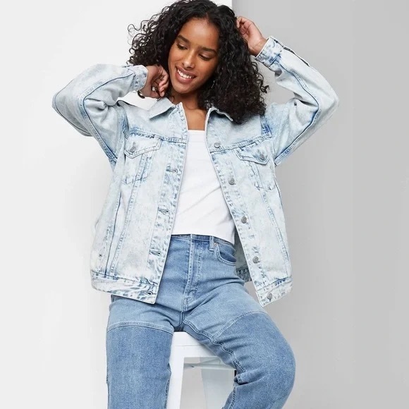 Wild Fable Acid Wash Oversized Denim Jacket - Picture 1 of 10